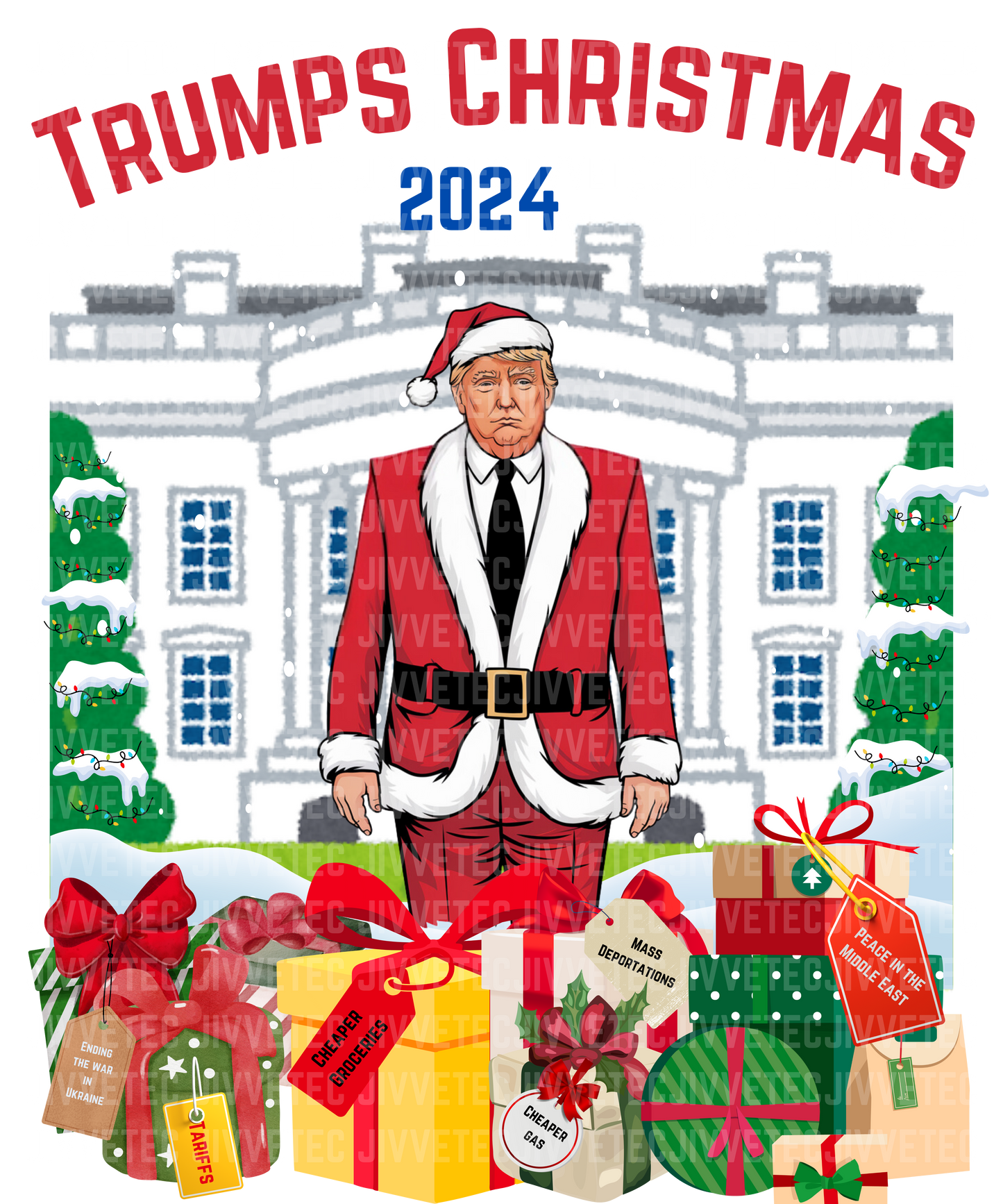 Trump Christmas 2024 Sweatshirt, Funny Santa Claus Gift, White House Humor Crewneck, Festive Apparel