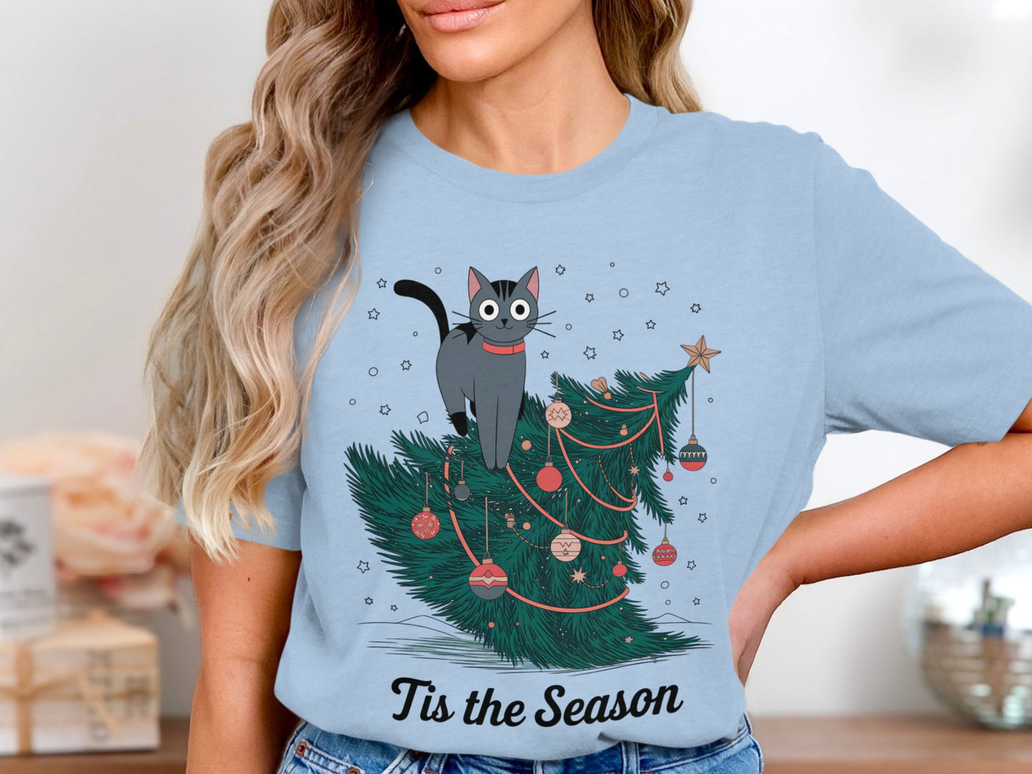 Cute Cat Sweatshirt, Funny Christmas Sweatshirt, Holiday Cat Shirt, Cat Lover Gift