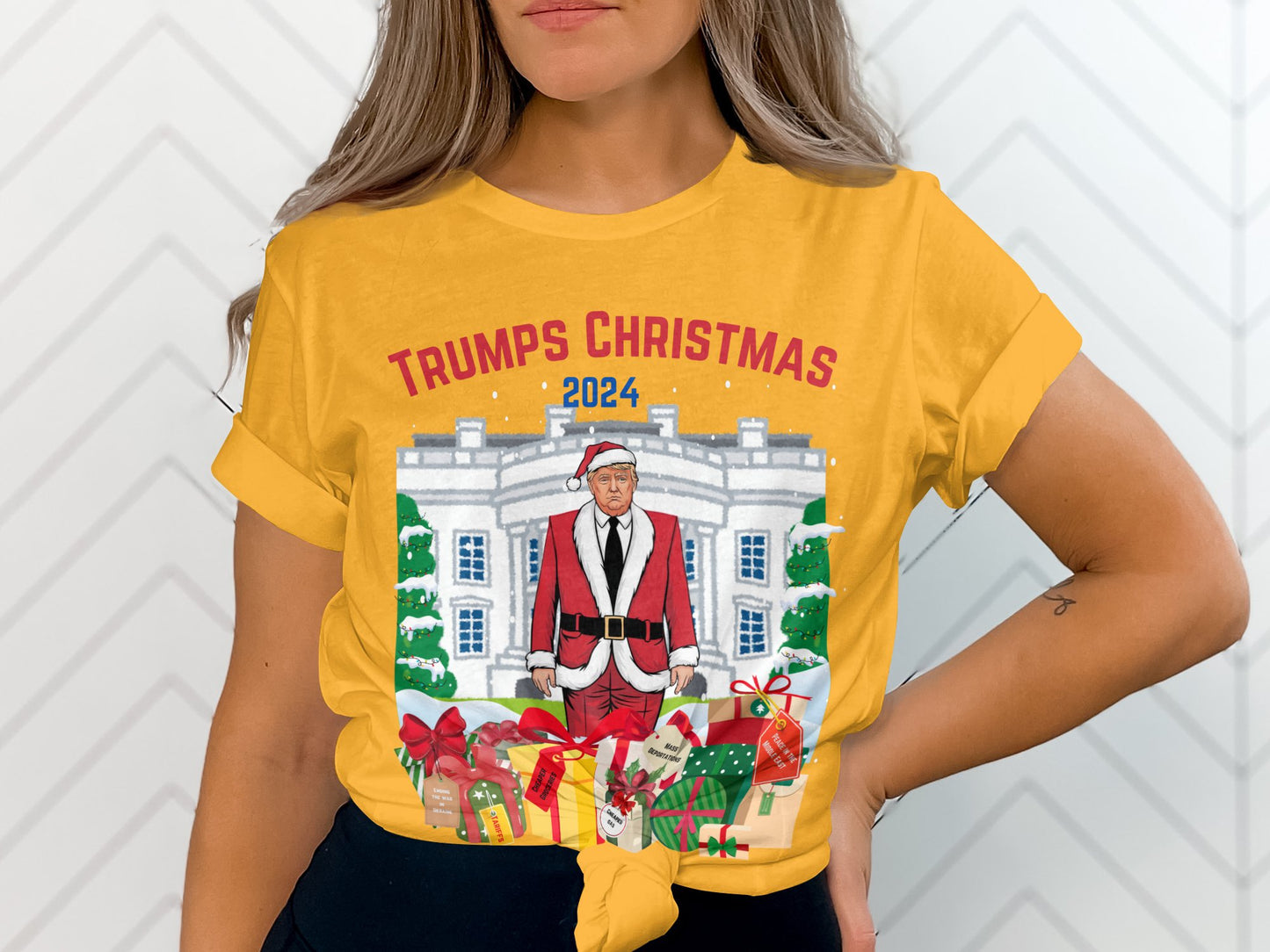 Trump Christmas 2024 Sweatshirt, Funny Santa Claus Gift, White House Humor Crewneck, Festive Apparel