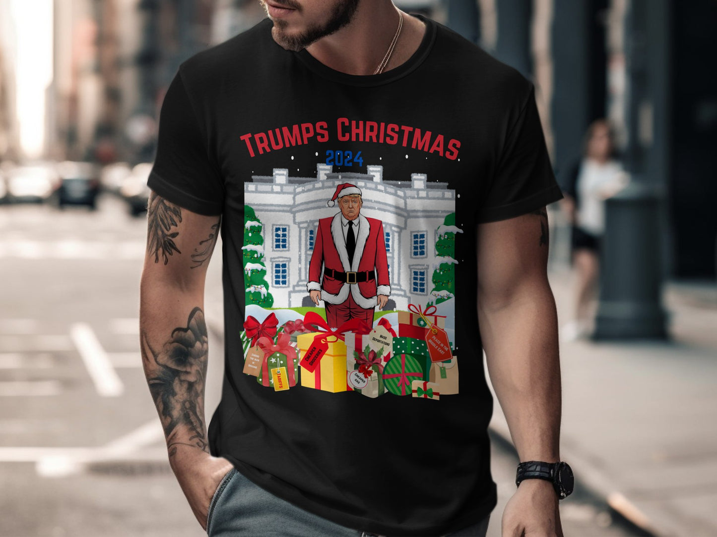 Trump Christmas 2024 Sweatshirt, Funny Santa Claus Gift, White House Humor Crewneck, Festive Apparel