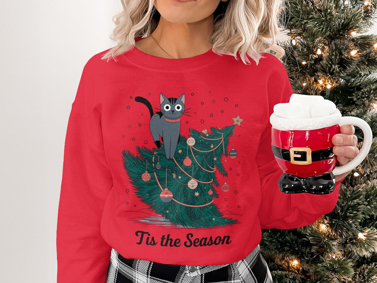 Cute Cat Sweatshirt, Funny Christmas Sweatshirt, Holiday Cat Shirt, Cat Lover Gift
