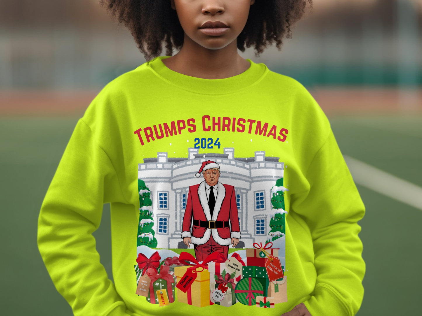 Trump Christmas 2024 Sweatshirt, Funny Santa Claus Gift, White House Humor Crewneck, Festive Apparel