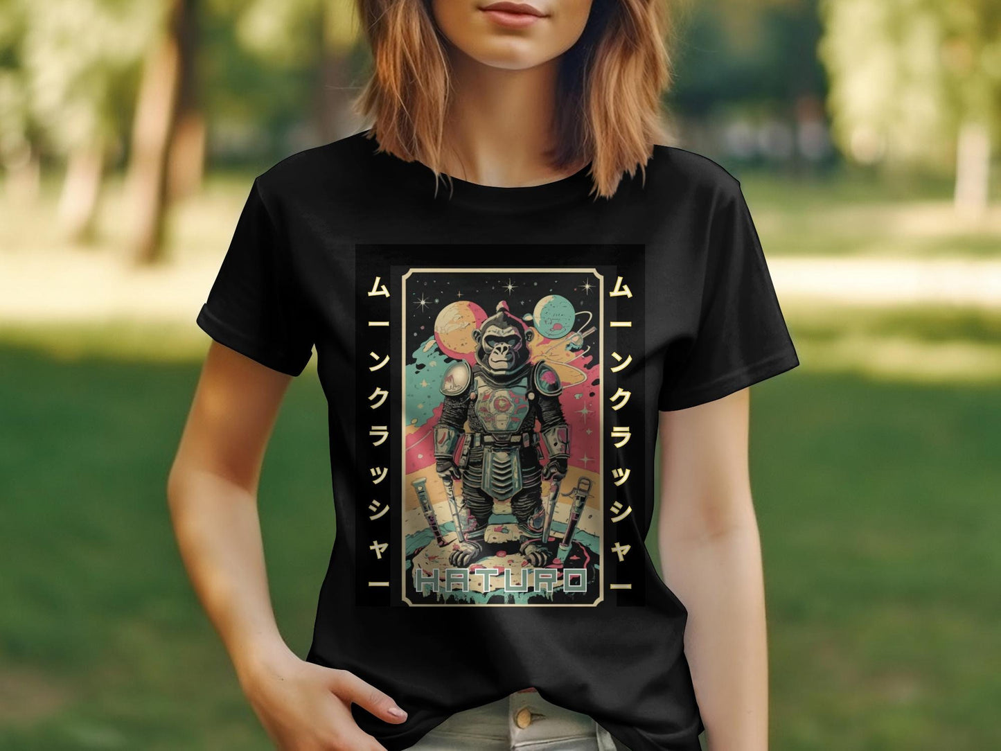 Retro Space Ape T-Shirt, Vintage Sci-Fi Monkey Astronaut Tee, Men's Cosmic Gorilla Graphic Shirt, Cool Nerd Apparel