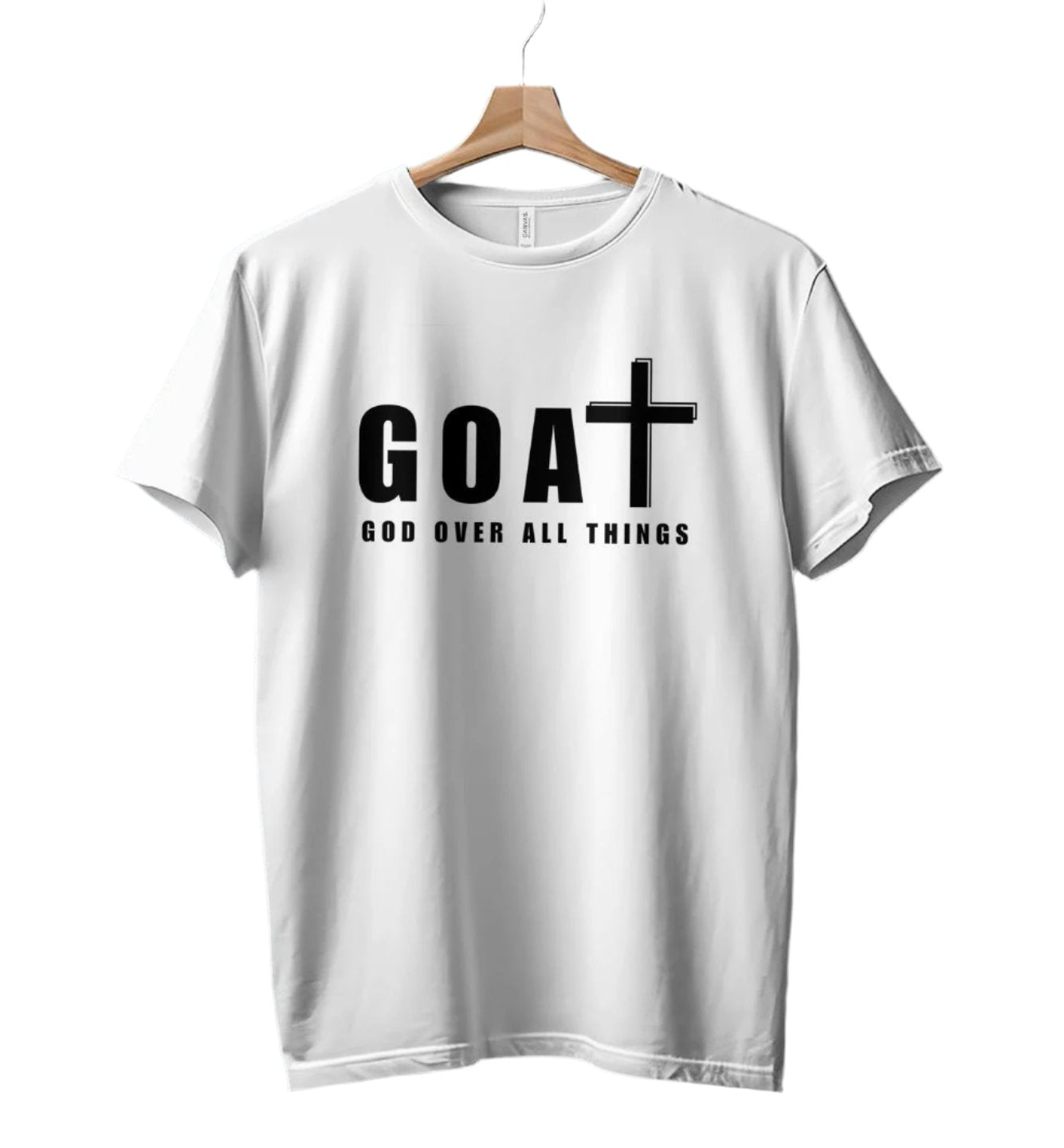 Unisex GOAT T-Shirt - God Over All Things Christian Cross Graphic Tee, Inspirational Religious Gift, Faith Top