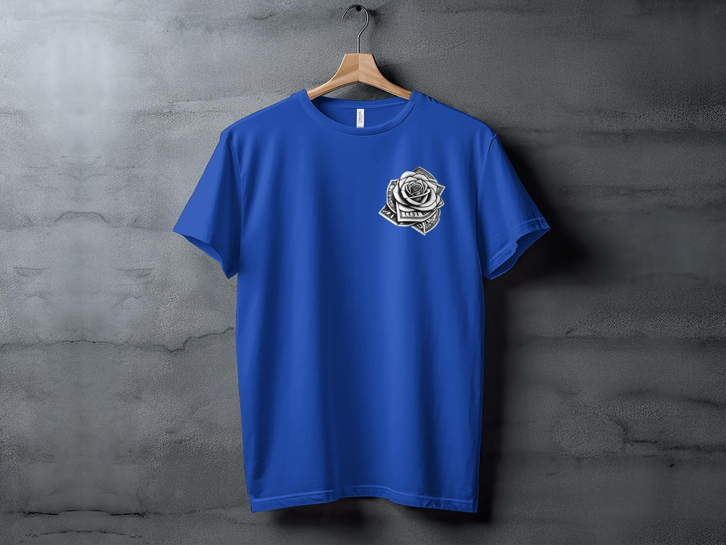 Money Rose Graphic Tee, Artistic Dollar Bill Rose T-Shirt, Unique Money Flower Design Shirt, Eye-Catching Floral Money Art Tee