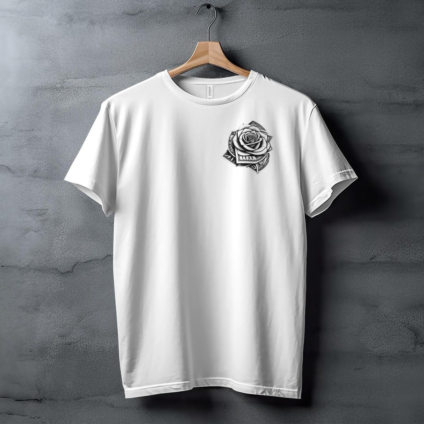 Unique Money Rose Graphic T-Shirt, Trendy Black Tee, Fashion Statement Shirt, Artistic Floral Design Top, Casual Streetwear Tee