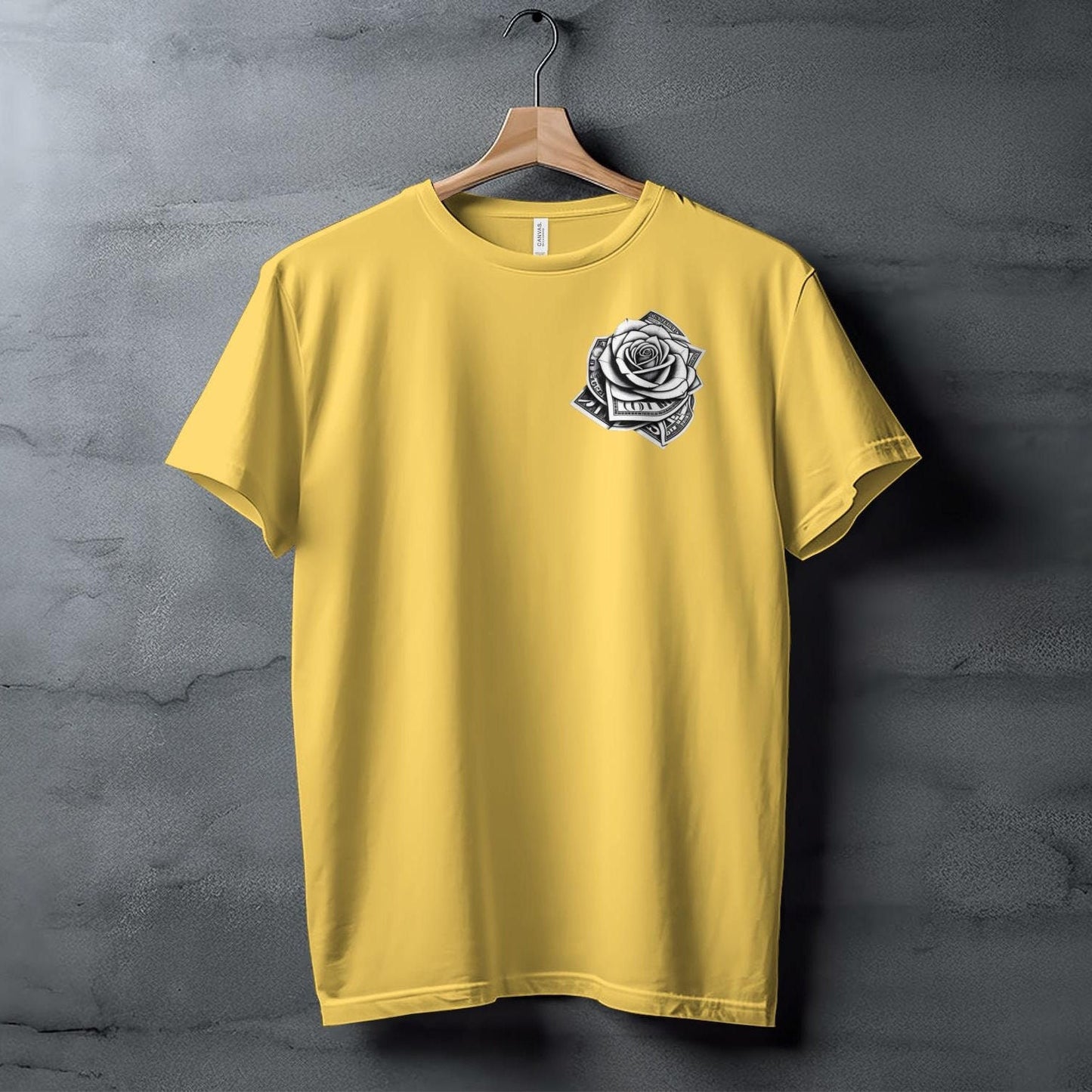 Unique Money Rose Graphic T-Shirt, Trendy Black Tee, Fashion Statement Shirt, Artistic Floral Design Top, Casual Streetwear Tee
