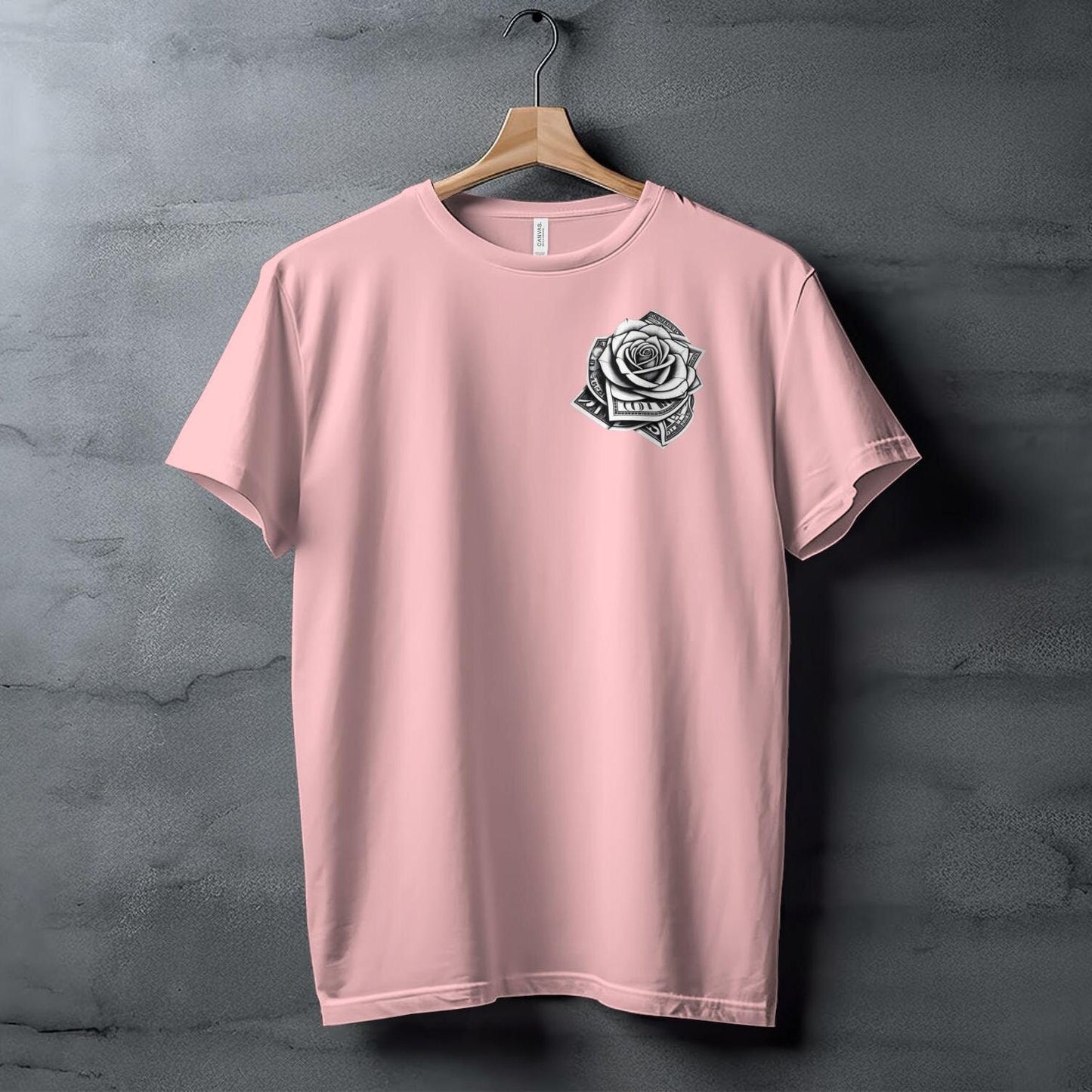 Unique Money Rose Graphic T-Shirt, Trendy Black Tee, Fashion Statement Shirt, Artistic Floral Design Top, Casual Streetwear Tee
