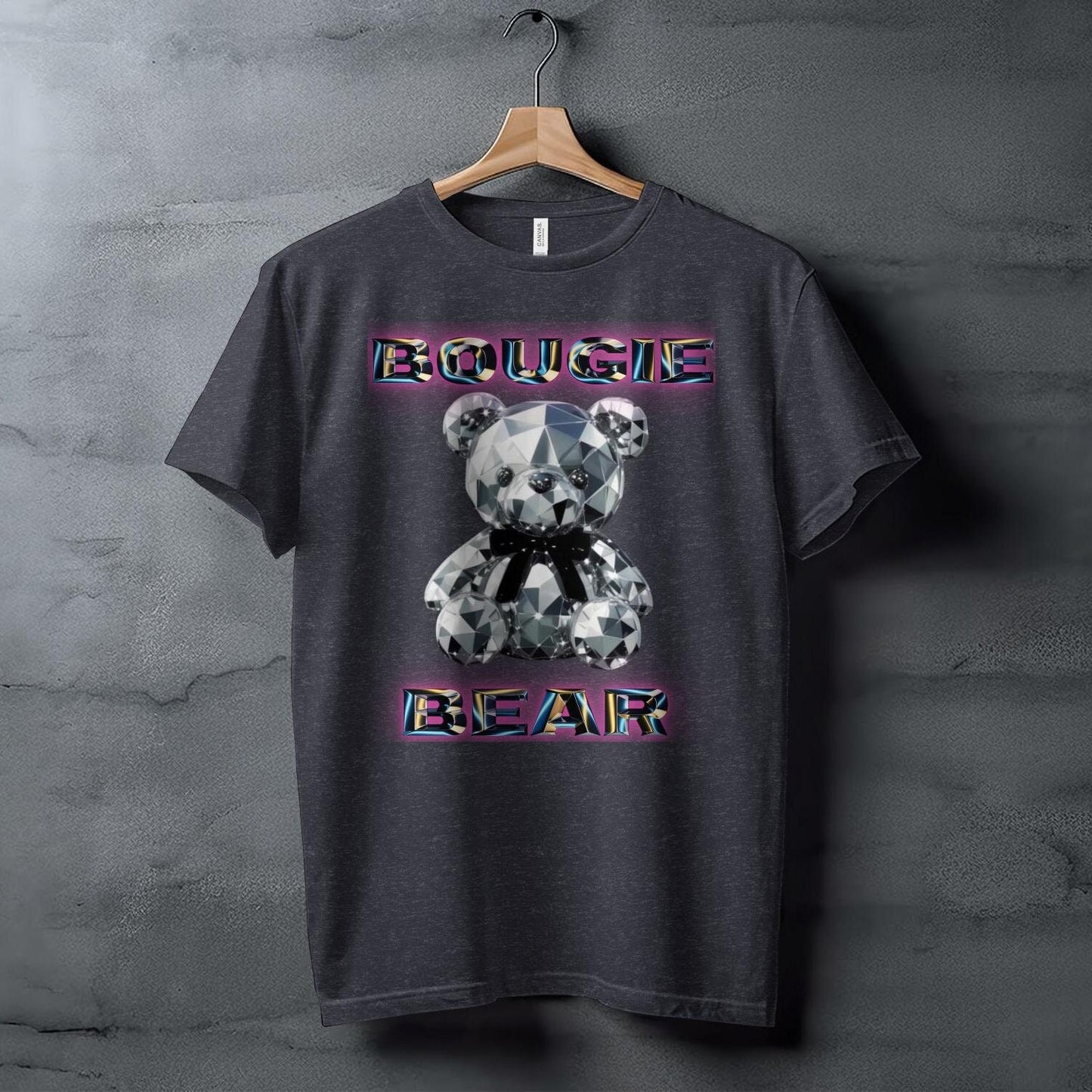 Bougie Bear T-shirt, 3D Crystal Bear Graphic Tee, Trendy Novelty T-shirt, Fashion Statement Tee, Unisex Casual Top, Gift for Her or Him