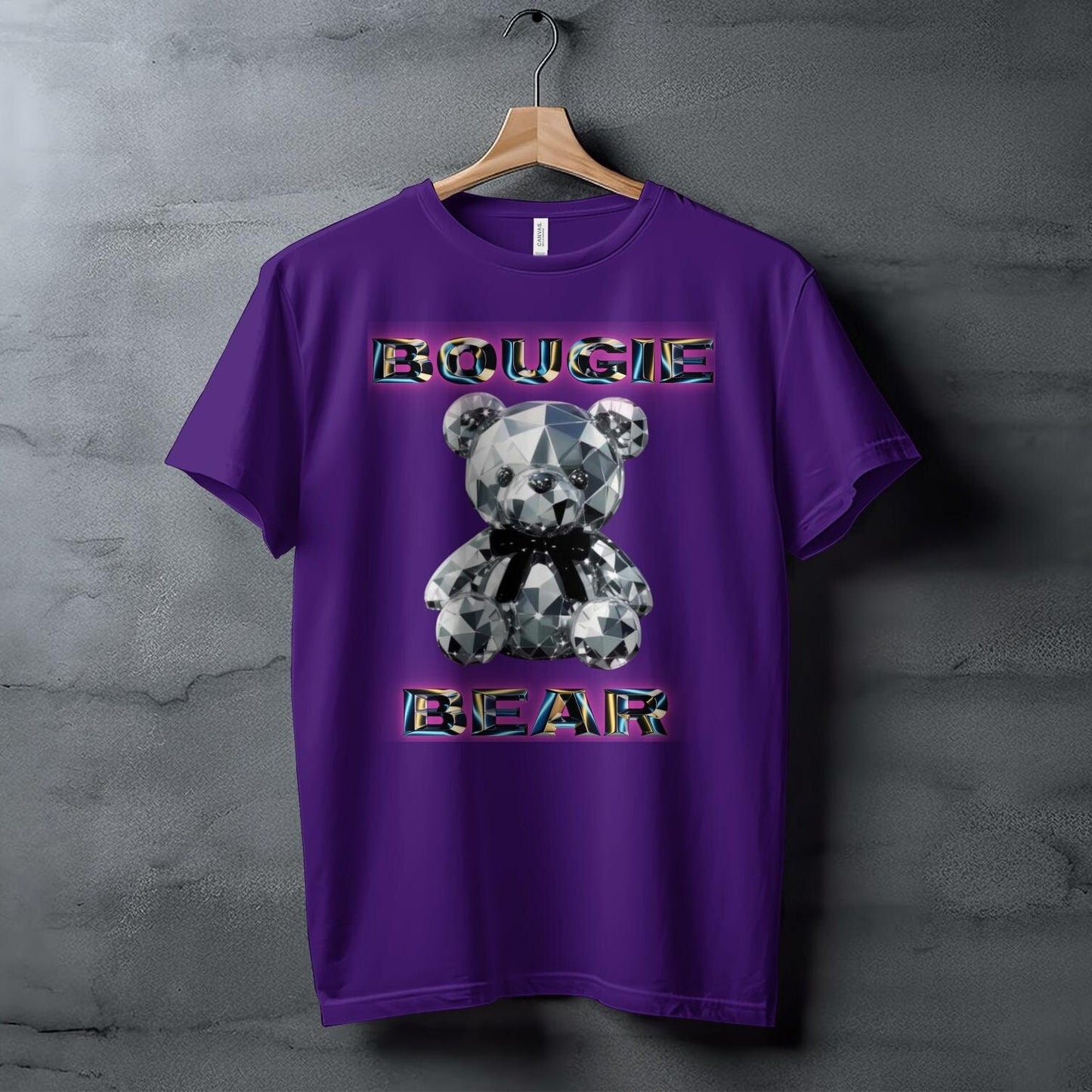 Bougie Bear T-shirt, 3D Crystal Bear Graphic Tee, Trendy Novelty T-shirt, Fashion Statement Tee, Unisex Casual Top, Gift for Her or Him