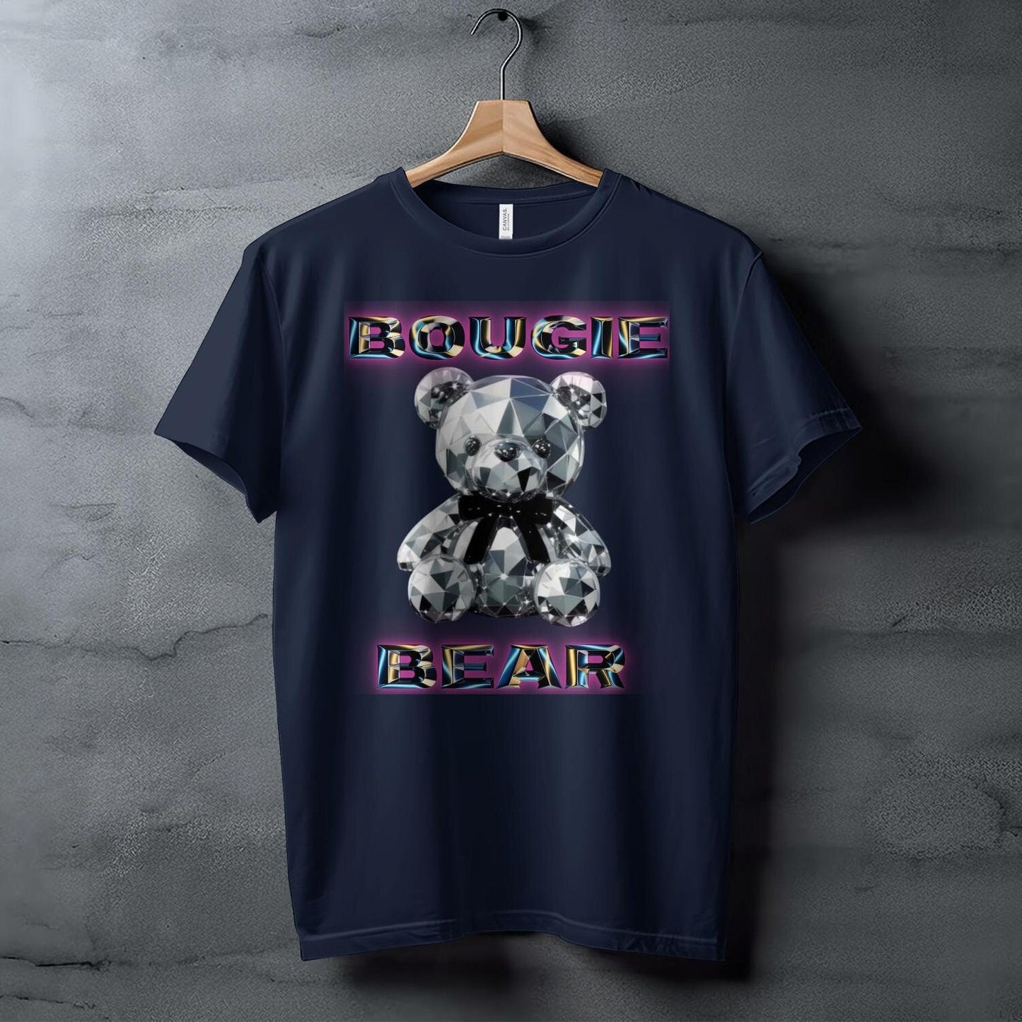 Bougie Bear T-shirt, 3D Crystal Bear Graphic Tee, Trendy Novelty T-shirt, Fashion Statement Tee, Unisex Casual Top, Gift for Her or Him