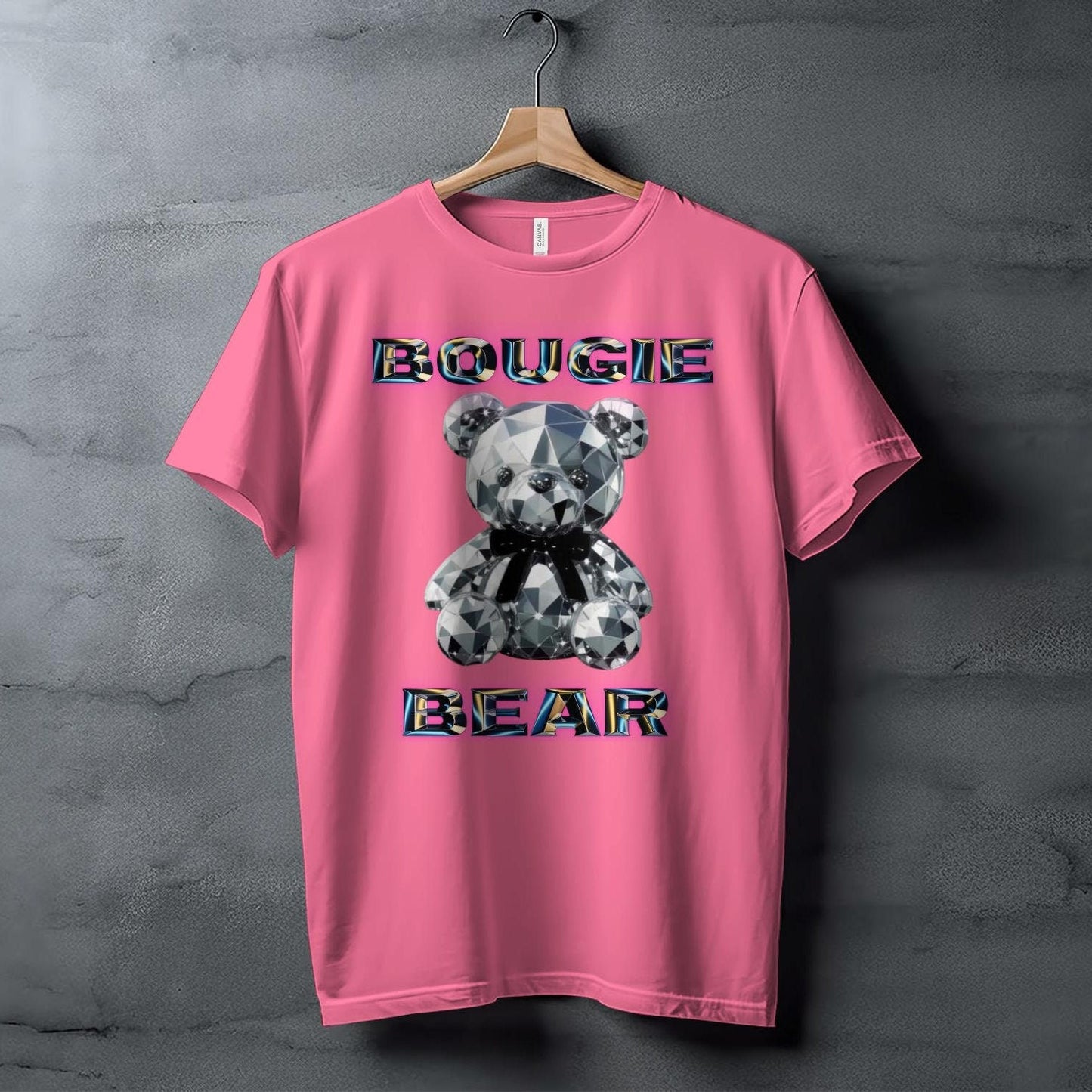 Bougie Bear T-shirt, 3D Crystal Bear Graphic Tee, Trendy Novelty T-shirt, Fashion Statement Tee, Unisex Casual Top, Gift for Her or Him