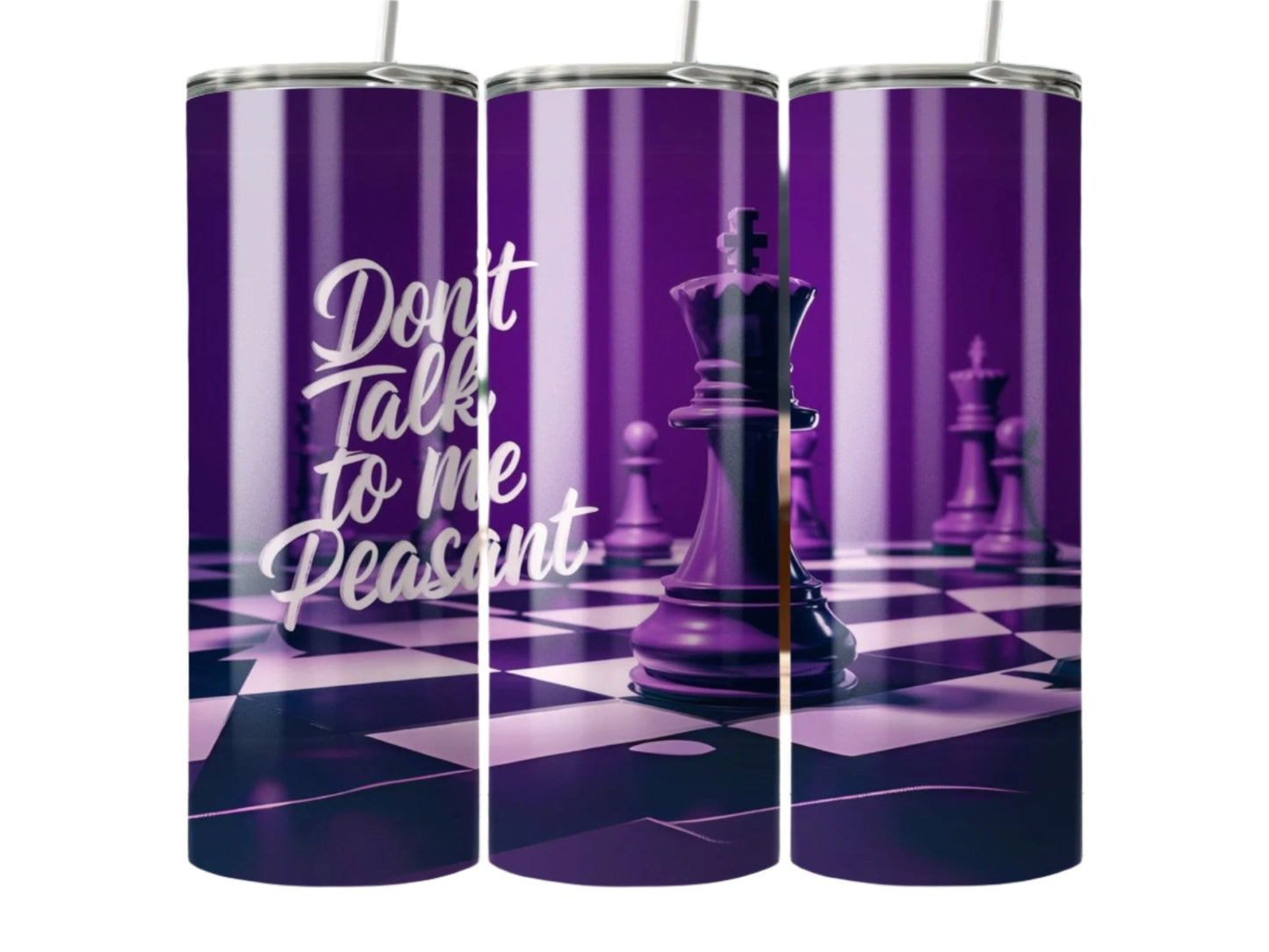 Unique Purple Chess Themed Tumbler with Fun Quote, Stylish Drinkware for Chess Lovers, Ideal Gift for Board Game Enthusiasts