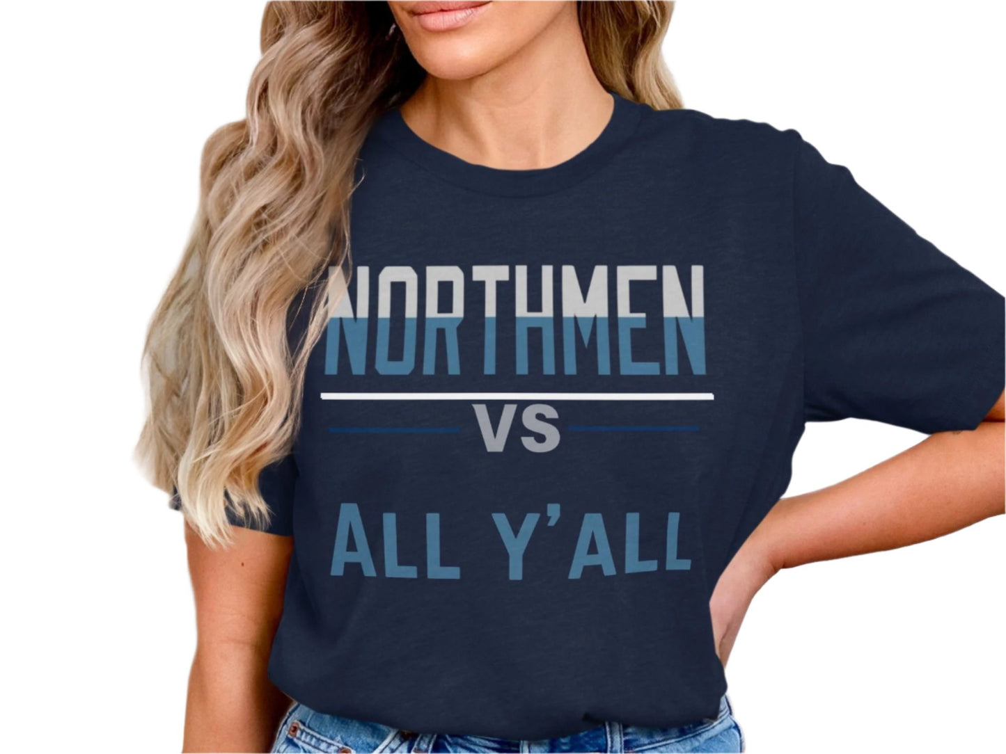 Northmen vs All Y'all T-Shirt, Fun Rivalry Shirt, Humorous Team Tee, Great for Casual Wear, Sports Fans Favorite, Unique Gift Idea