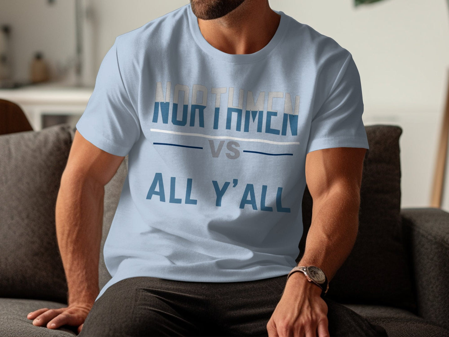 Northmen vs All Y'all T-Shirt, Fun Rivalry Shirt, Humorous Team Tee, Great for Casual Wear, Sports Fans Favorite, Unique Gift Idea