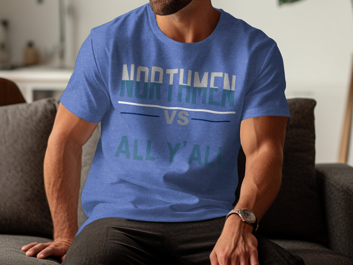 Northmen vs All Y'all T-Shirt, Fun Rivalry Shirt, Humorous Team Tee, Great for Casual Wear, Sports Fans Favorite, Unique Gift Idea