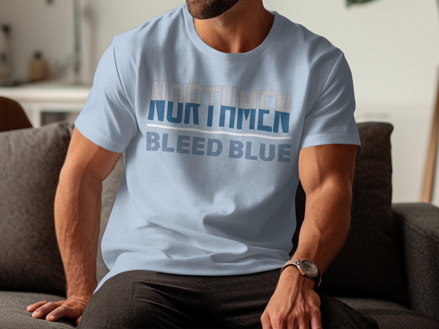 NORTHMEN Bleed Blue T-Shirt, Gym Workout Tee, Sports Team Support, Casual Wear, Cool Graphic, Motivational Shirt, Gift for Athletes