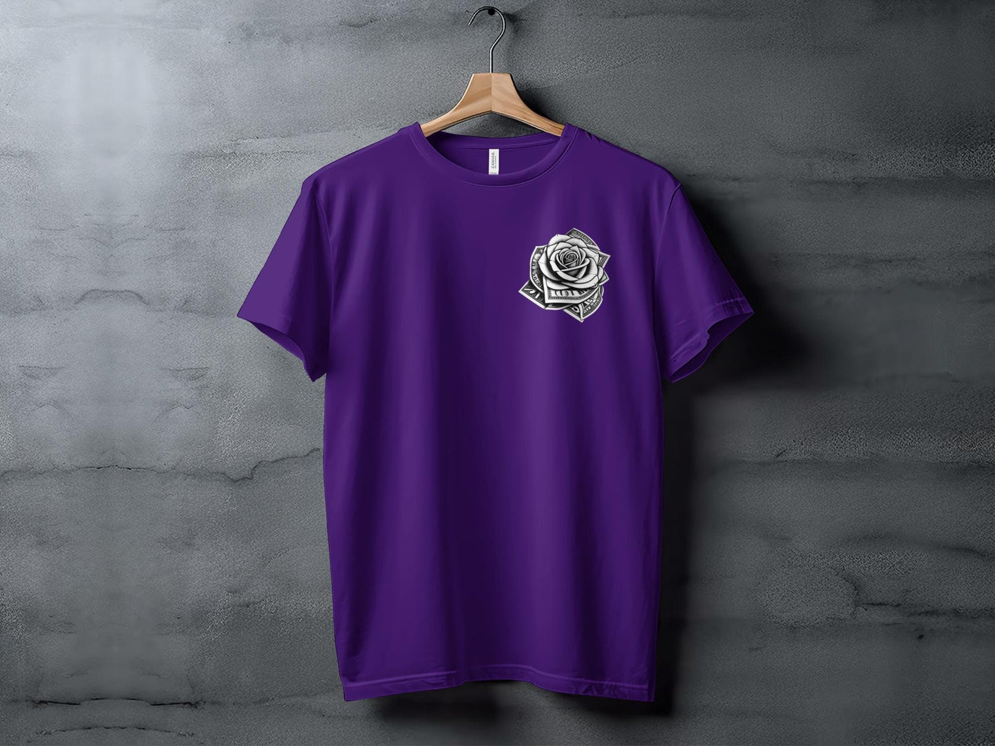 Money Rose Graphic Tee, Artistic Dollar Bill Rose T-Shirt, Unique Money Flower Design Shirt, Eye-Catching Floral Money Art Tee