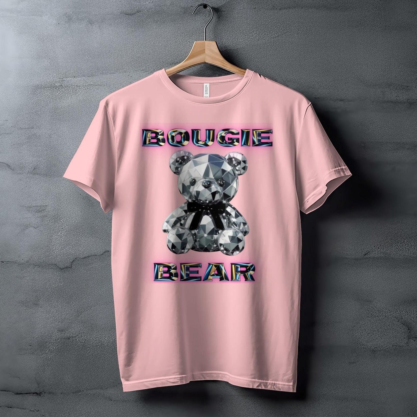 Bougie Bear T-shirt, 3D Crystal Bear Graphic Tee, Trendy Novelty T-shirt, Fashion Statement Tee, Unisex Casual Top, Gift for Her or Him