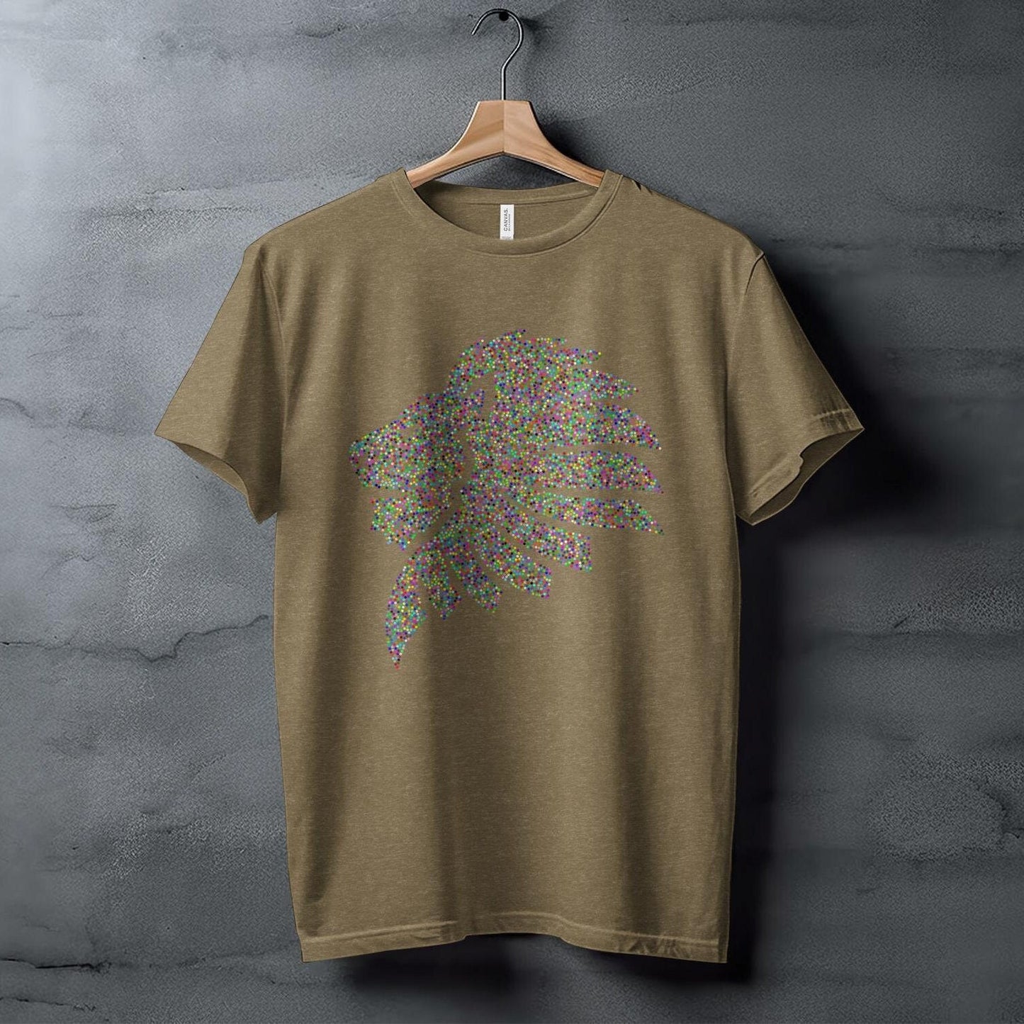 Colorful Dotted Lion Head T-Shirt, Unique Animal Art Design Tee, Trendy Graphic Tee, Vibrant Lion Shirt, Cool Gift Idea, Casual Wear