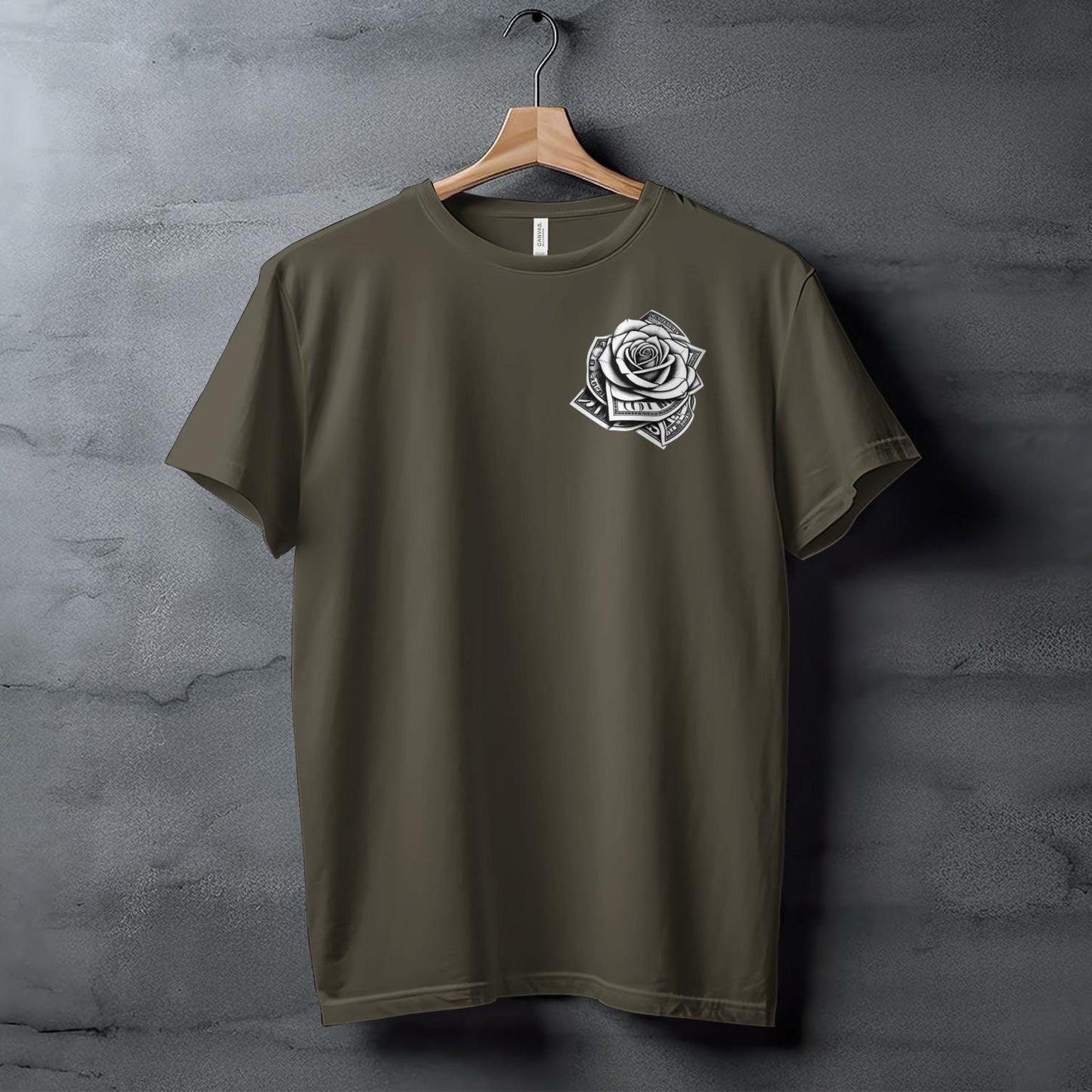 Unique Money Rose Graphic T-Shirt, Trendy Black Tee, Fashion Statement Shirt, Artistic Floral Design Top, Casual Streetwear Tee