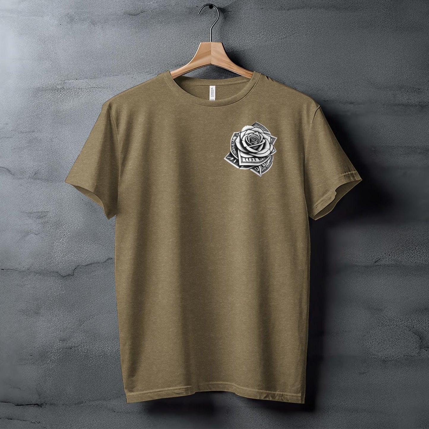 Unique Money Rose Graphic T-Shirt, Trendy Black Tee, Fashion Statement Shirt, Artistic Floral Design Top, Casual Streetwear Tee
