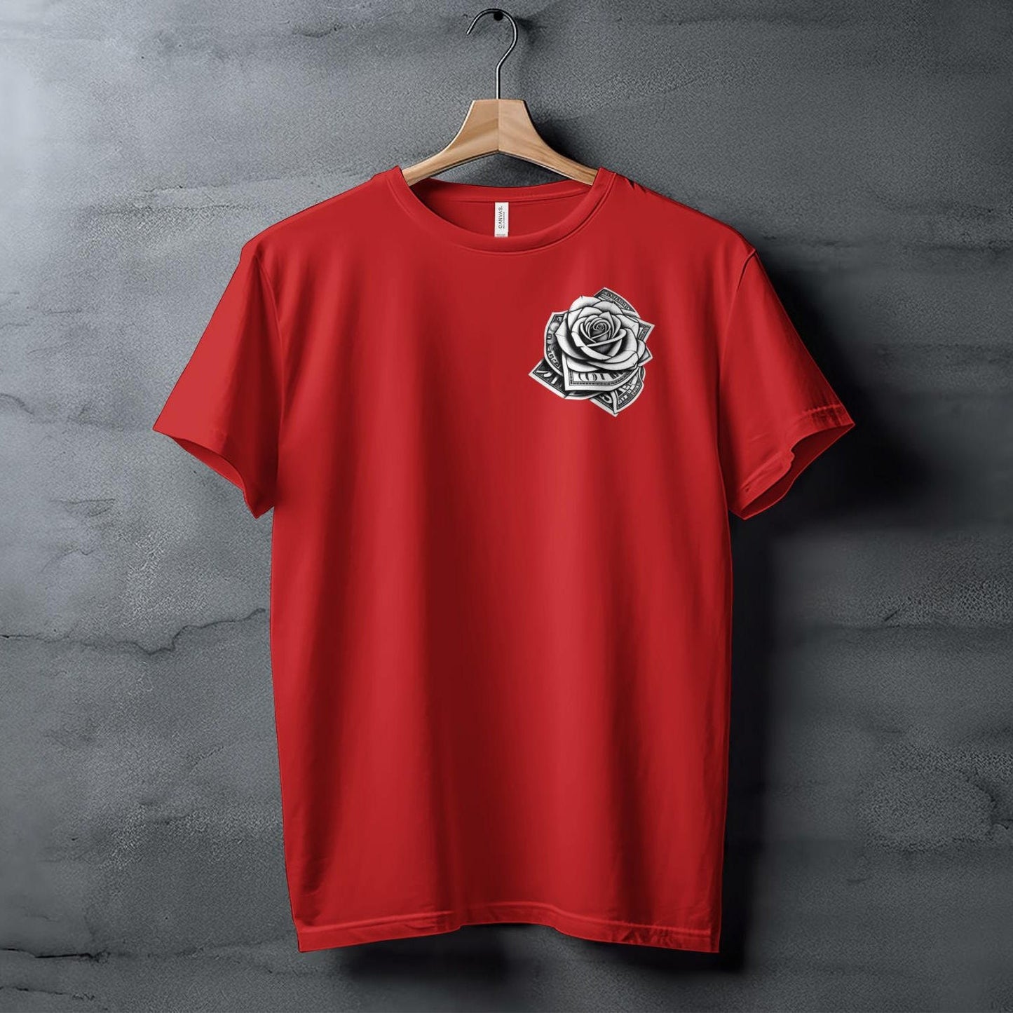 Unique Money Rose Graphic T-Shirt, Trendy Black Tee, Fashion Statement Shirt, Artistic Floral Design Top, Casual Streetwear Tee