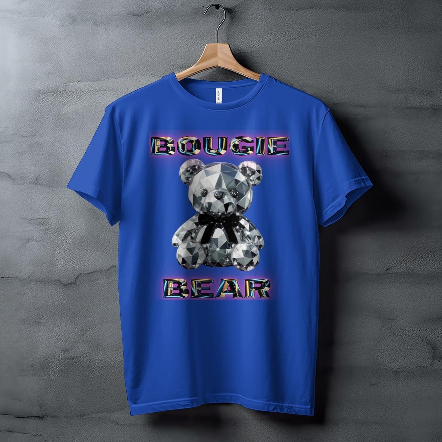 Bougie Bear T-shirt, 3D Crystal Bear Graphic Tee, Trendy Novelty T-shirt, Fashion Statement Tee, Unisex Casual Top, Gift for Her or Him