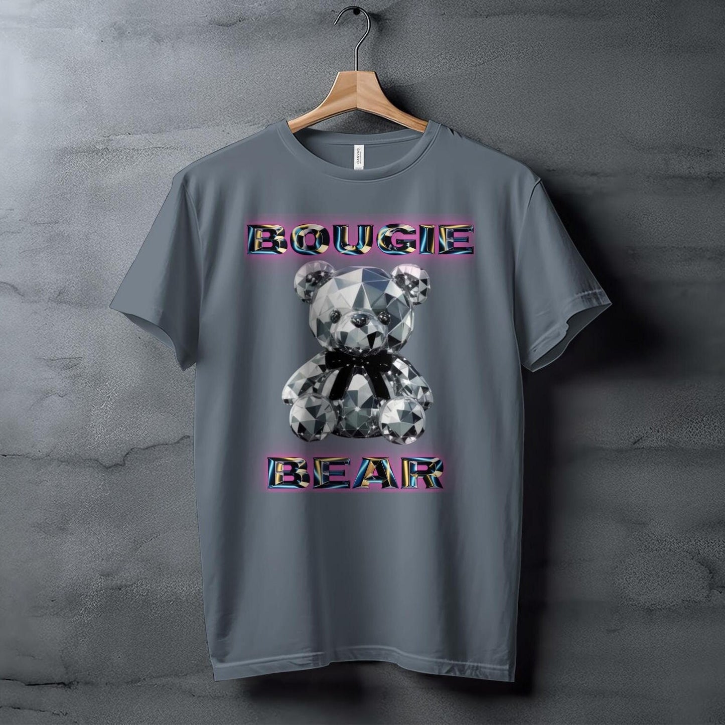 Bougie Bear T-shirt, 3D Crystal Bear Graphic Tee, Trendy Novelty T-shirt, Fashion Statement Tee, Unisex Casual Top, Gift for Her or Him