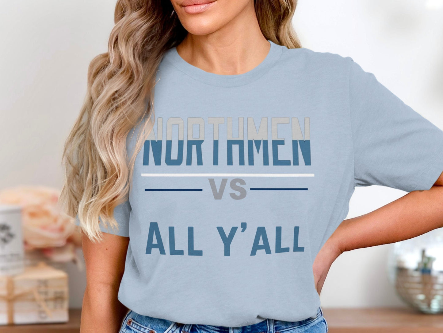 Northmen vs All Y'all T-Shirt, Fun Rivalry Shirt, Humorous Team Tee, Great for Casual Wear, Sports Fans Favorite, Unique Gift Idea