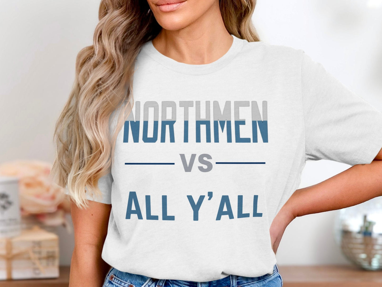 Northmen vs All Y'all T-Shirt, Fun Rivalry Shirt, Humorous Team Tee, Great for Casual Wear, Sports Fans Favorite, Unique Gift Idea
