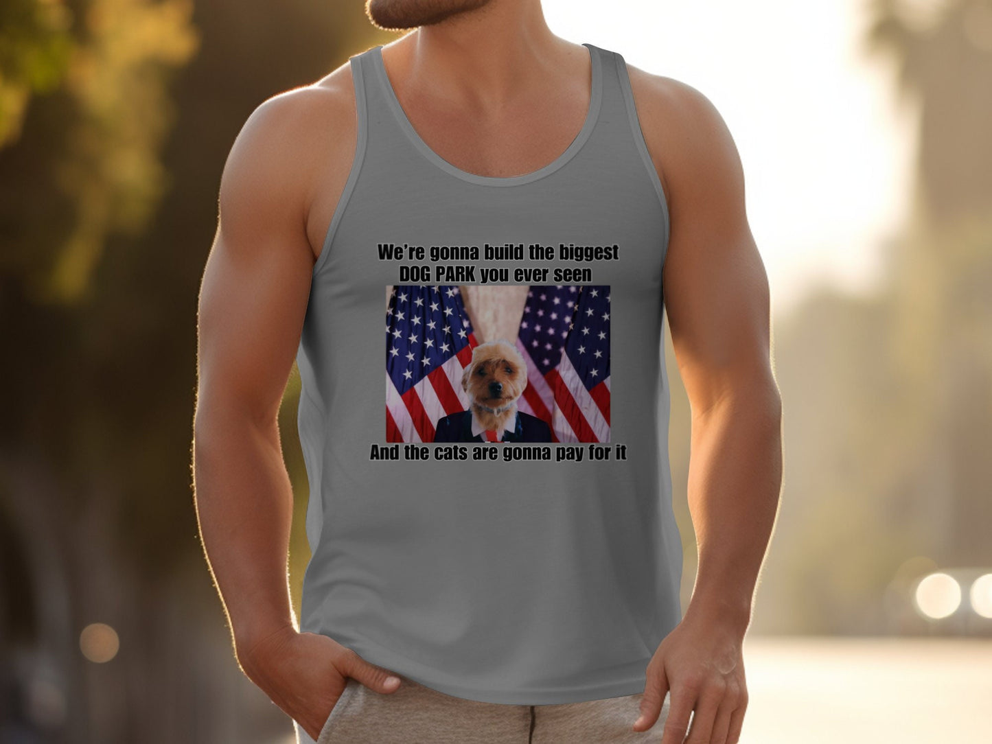 Funny Dog Park TShirt or Tanktop, Cute Animal Humor Tee, Build the Biggest Dog Park, Cats to Pay for It, Unique Pet Lover Gift