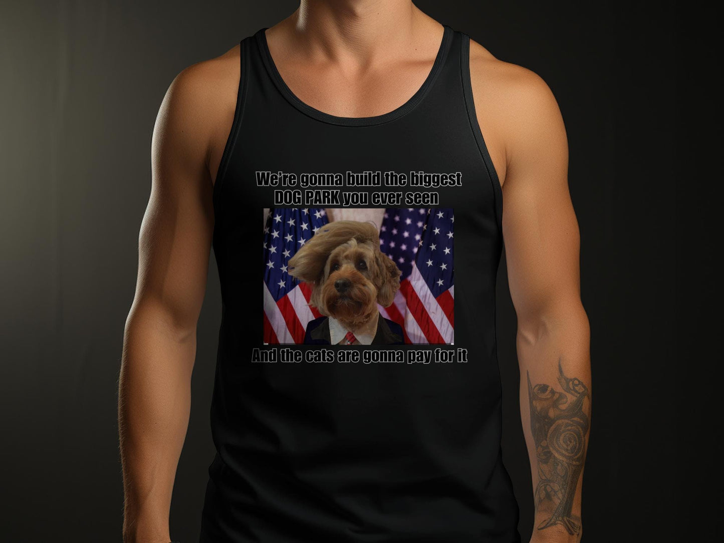 Funny Dog Park TShirt or Tanktop, Hilarious Pet Lover Gift, Unique Dog Owner Apparel, Build Dog Park Humor, Cute Dog with Suit Design
