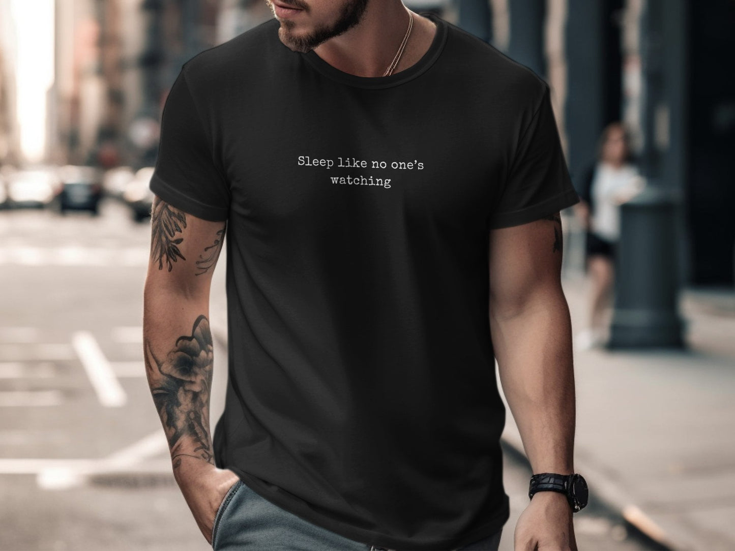 Sleep Like No One's Watching. Funny Cute Quote T-Shirt for Relaxation Lovers