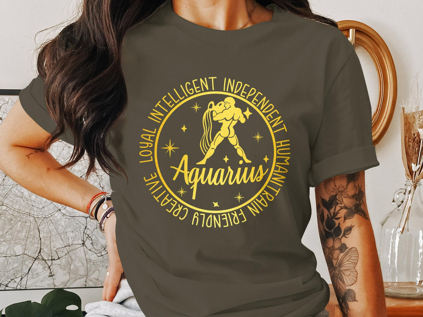 Aquarius Zodiac Sign T-Shirt, Astrology Aquarius Tee, Zodiac Horoscope Shirt, Unique Gift, Birthday T-Shirt, Gift for him, Gift for her