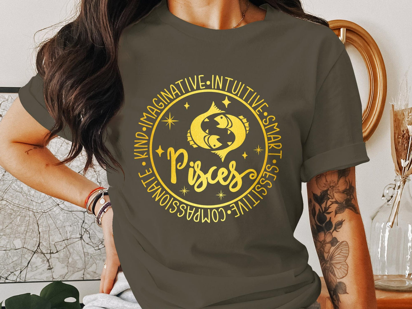Pisces Zodiac Sign T-Shirt, Astrology Gift Tee, Horoscope Shirt, Constellation Art, Birthday Gift, Gift for him, Gift for her.