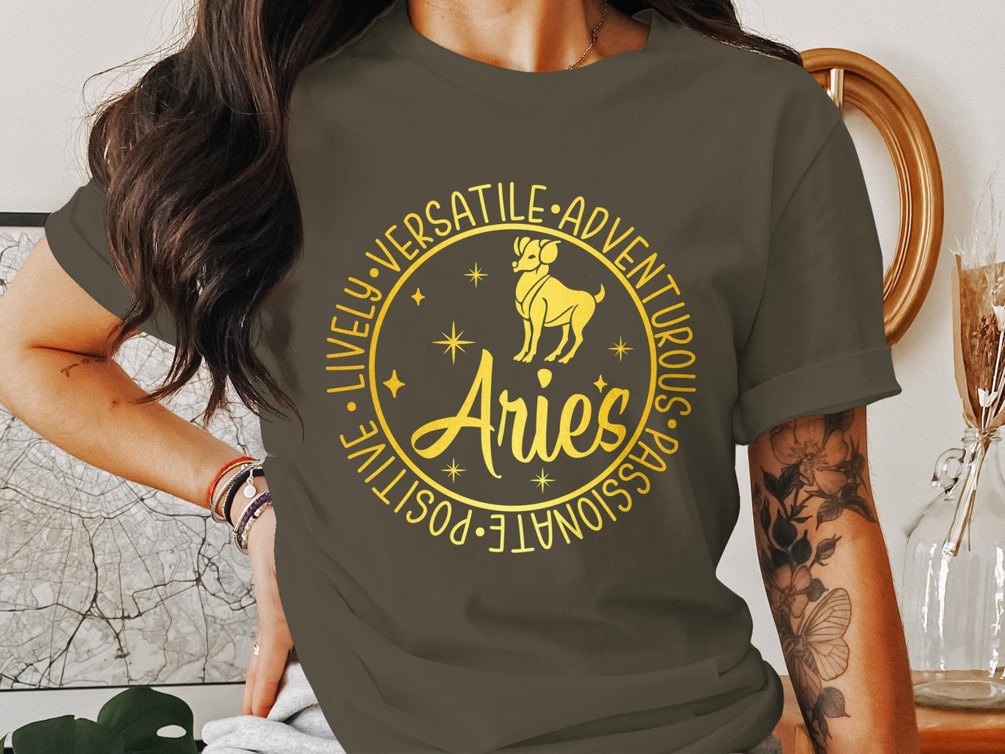 Aries Zodiac Sign T-Shirt, Astrological Graphic Tee Gift Unique Birthday Gift, Gift for him, Gift for her