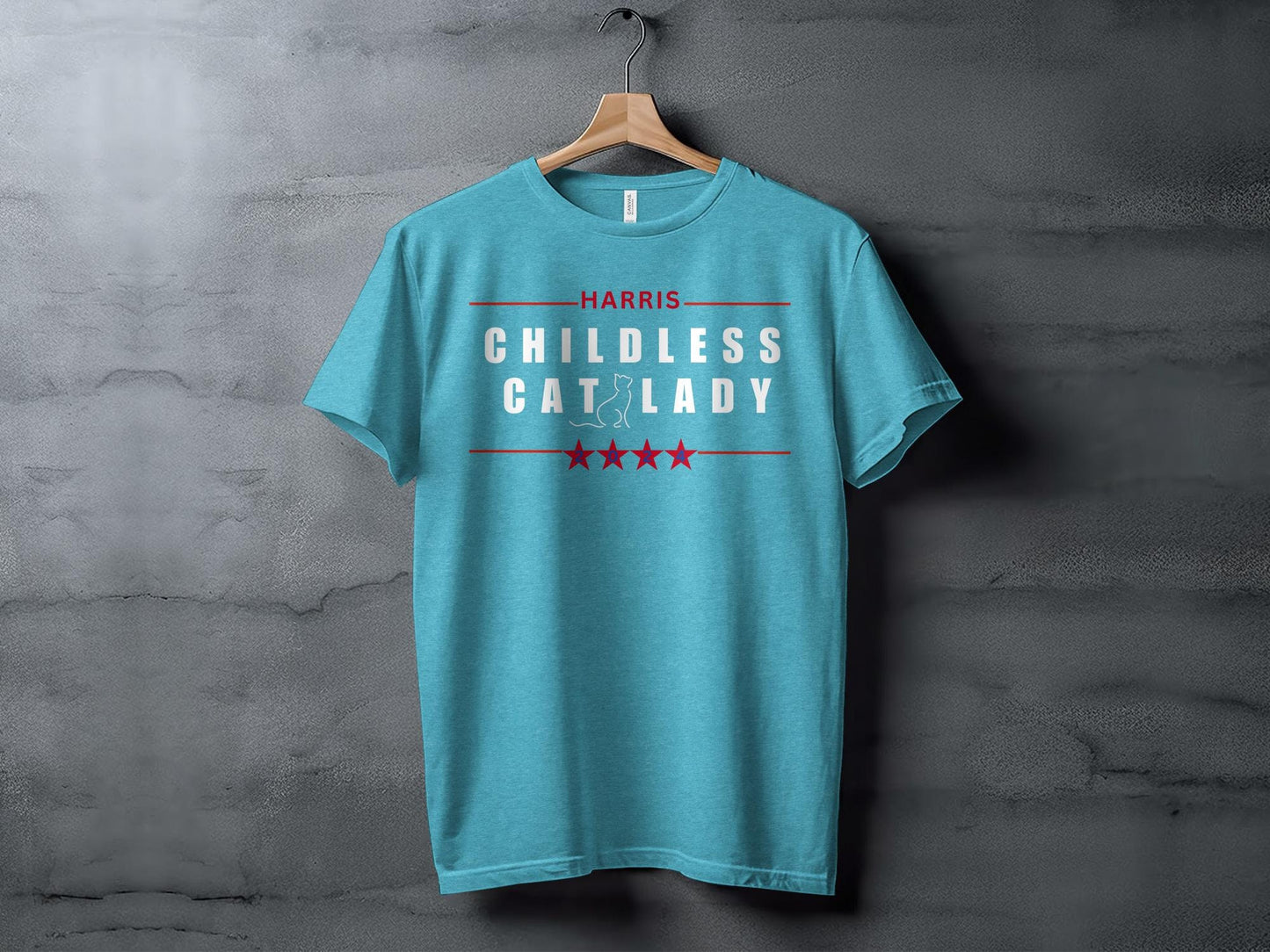 Harris Childless Cat Lady 2024 Graphic T-Shirt, Funny Political T-Shirt, Cat Lover, 2024 Election Tee, Cat Lady Gift, Vote, Gift for her
