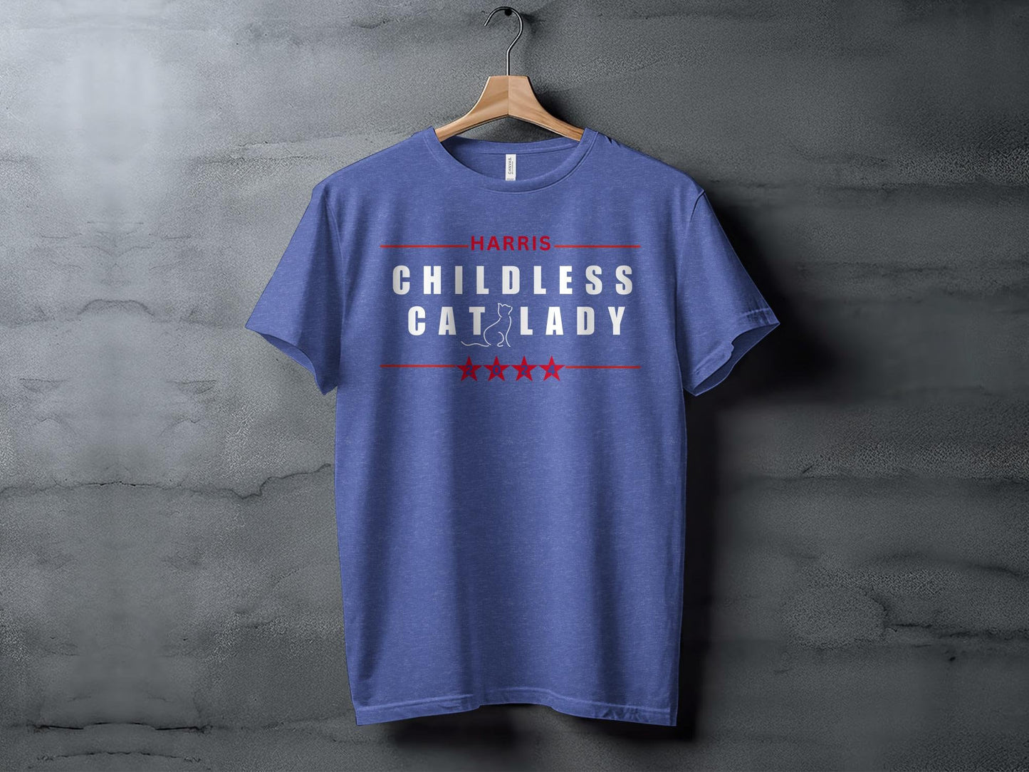 Harris Childless Cat Lady 2024 Graphic T-Shirt, Funny Political T-Shirt, Cat Lover, 2024 Election Tee, Cat Lady Gift, Vote, Gift for her
