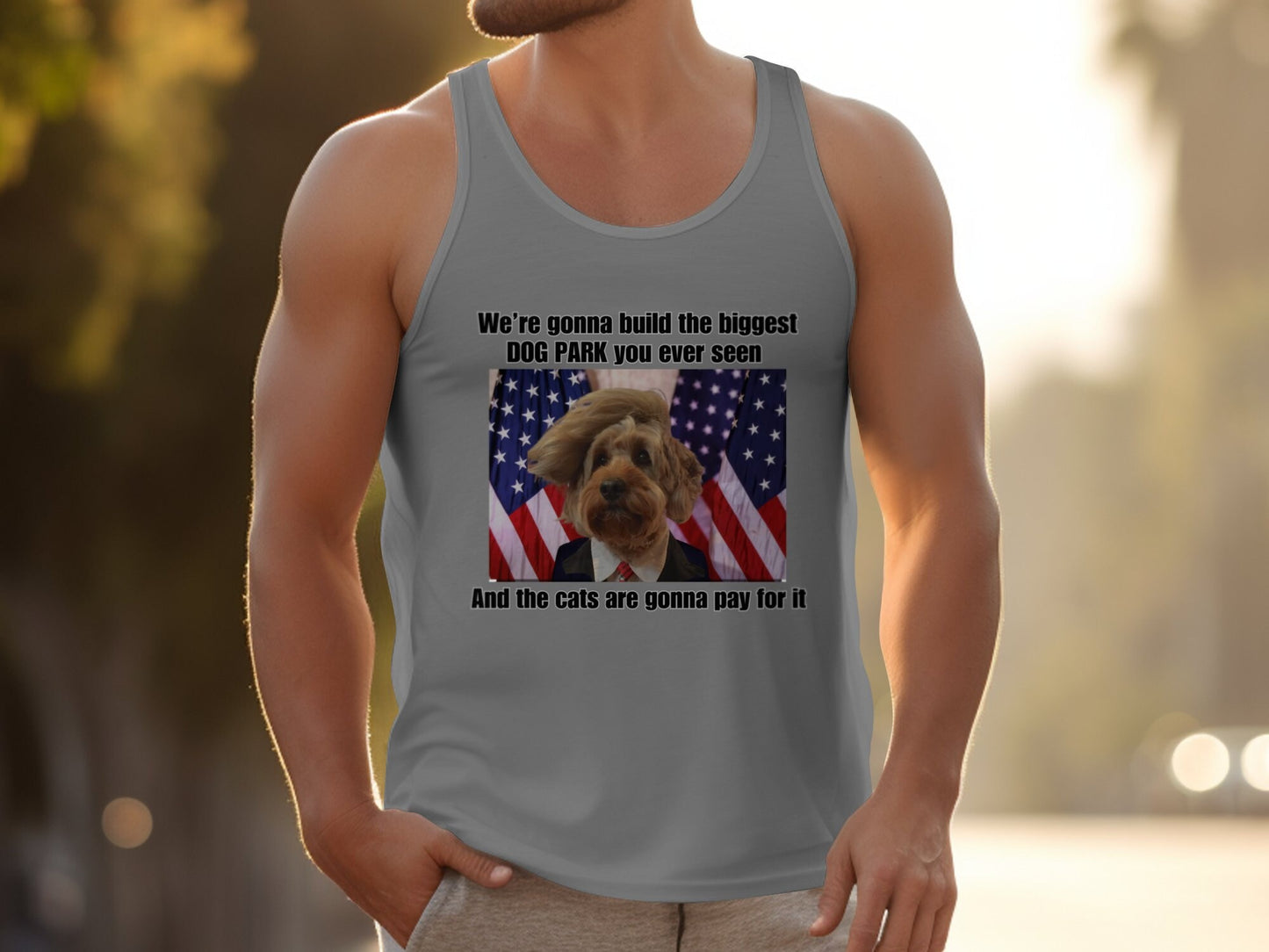 Funny Dog Park TShirt or Tanktop, Hilarious Pet Lover Gift, Unique Dog Owner Apparel, Build Dog Park Humor, Cute Dog with Suit Design