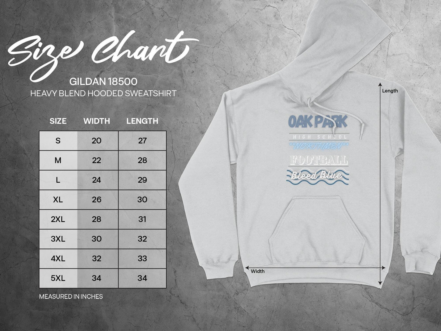 OAK PARK High School T-Shirt, Northmen Spirit Wear, Bleed Blue, School Pride Tee, Sports Team Shirt, Student Apparel, Blue and White