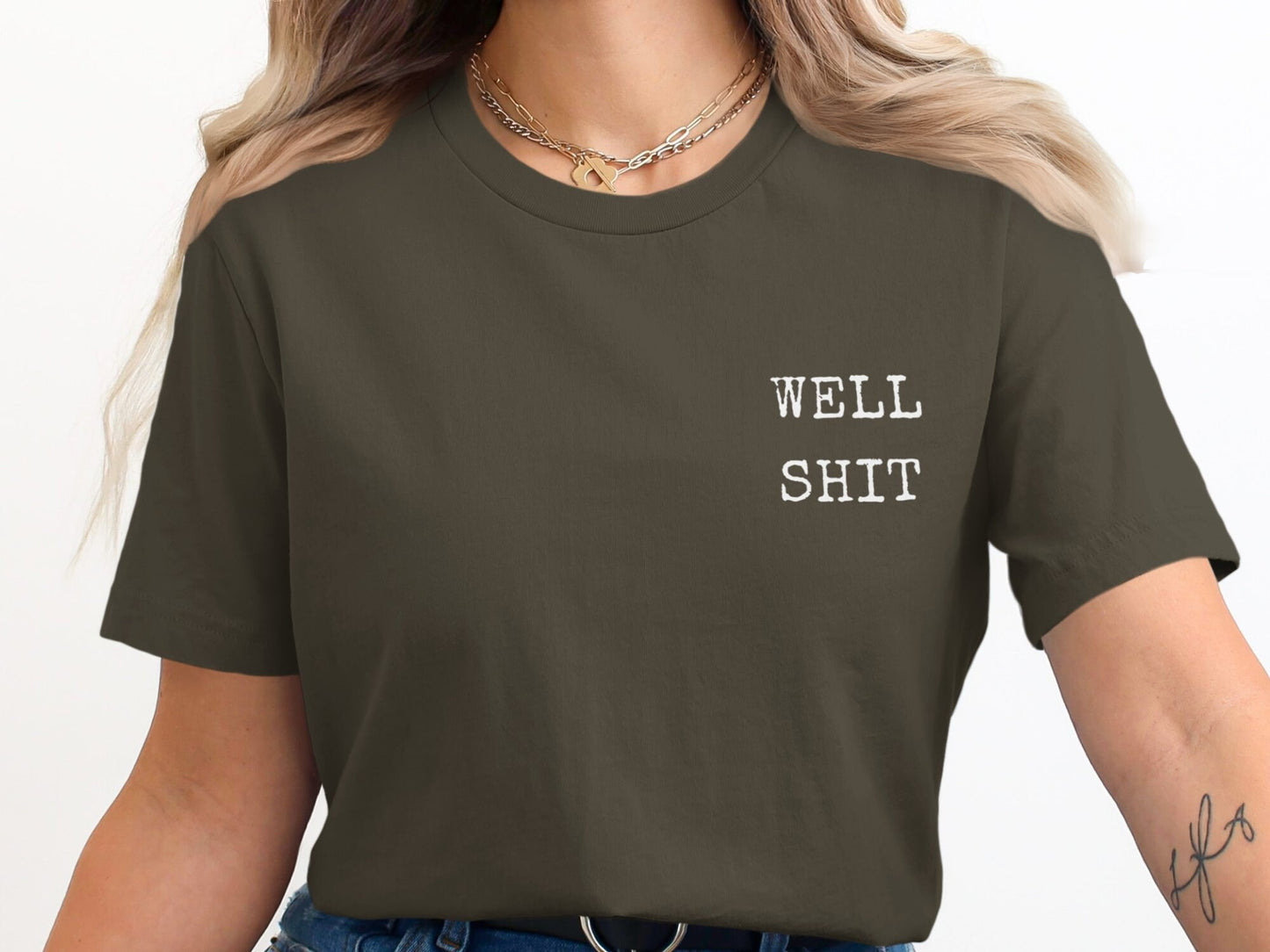 Stylish Black T-Shirt with Bold Well Shit Graphic for Casual Everyday Wear and Fun Gifting