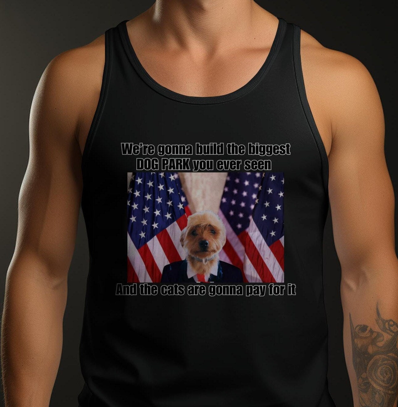 Funny Dog Park TShirt or Tanktop, Cute Animal Humor Tee, Build the Biggest Dog Park, Cats to Pay for It, Unique Pet Lover Gift
