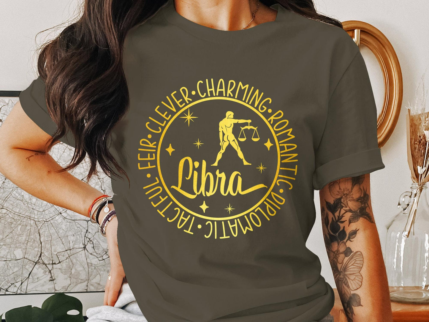 LIBRA Zodiac Sign T-Shirt, Astrological Horoscope, Romantic Gift, Unique Birthday Gift, Gift for him, Gift for her, LIBRA Season