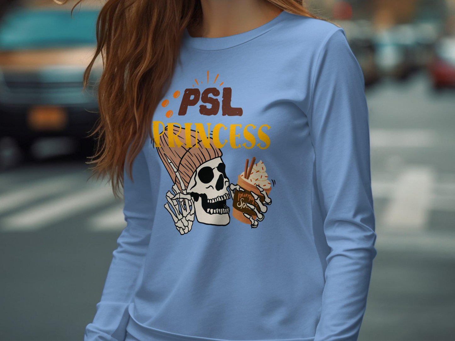 PSL Princess T-Shirt Halloween Skeleton Pumpkin Spice Apparel Fall Season Graphic Tee Cute Autumn Unisex Shirt