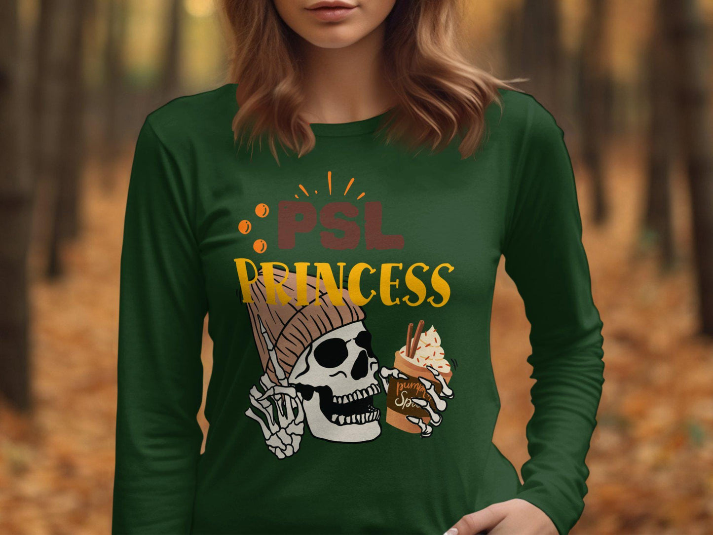 PSL Princess T-Shirt Halloween Skeleton Pumpkin Spice Apparel Fall Season Graphic Tee Cute Autumn Unisex Shirt