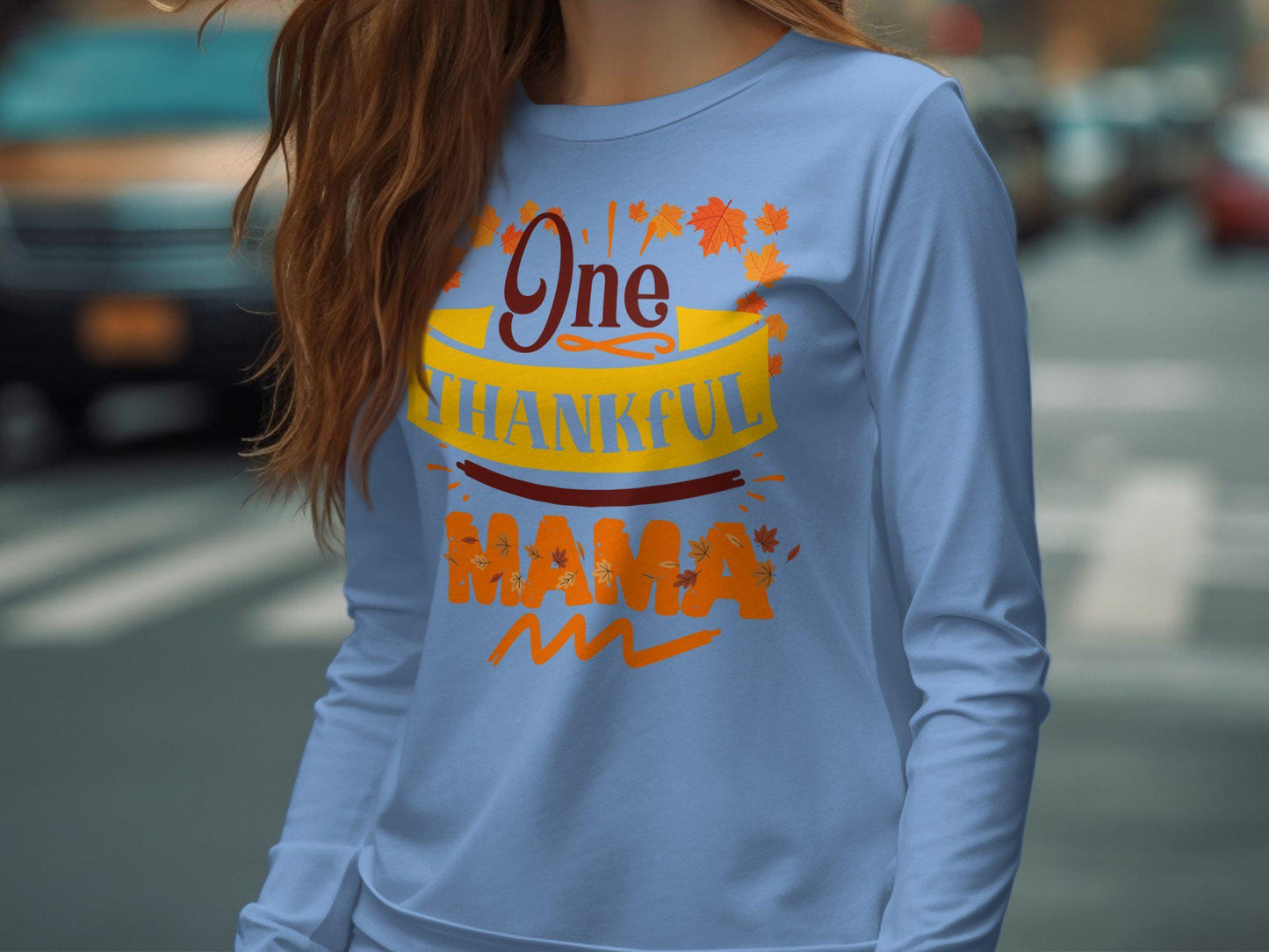 One Thankful Mama T-Shirt, Autumn Fall Leaves Graphic Tee, Thanksgiving Family Shirt, Gift for Mom, Fall Season Apparel