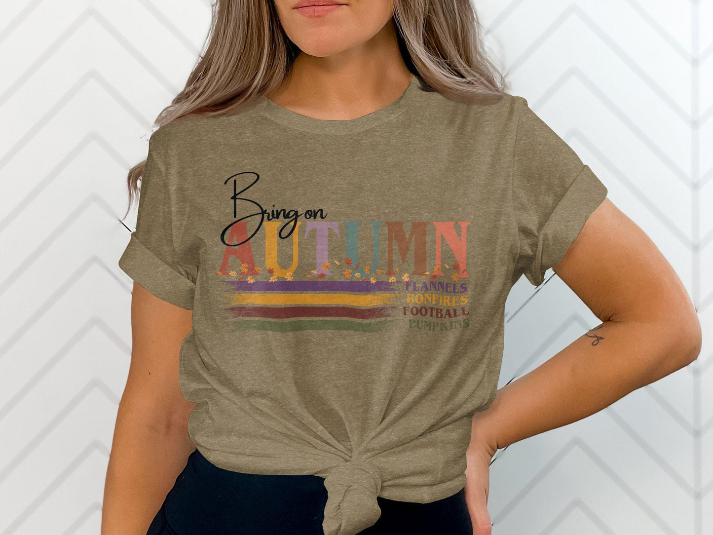 Autumn T-Shirt, Bring on Autumn Graphic Tee, Flannels Bonfires Football Pumpkins Shirt, Fall Season T-Shirt, Autumn Leaf Tee