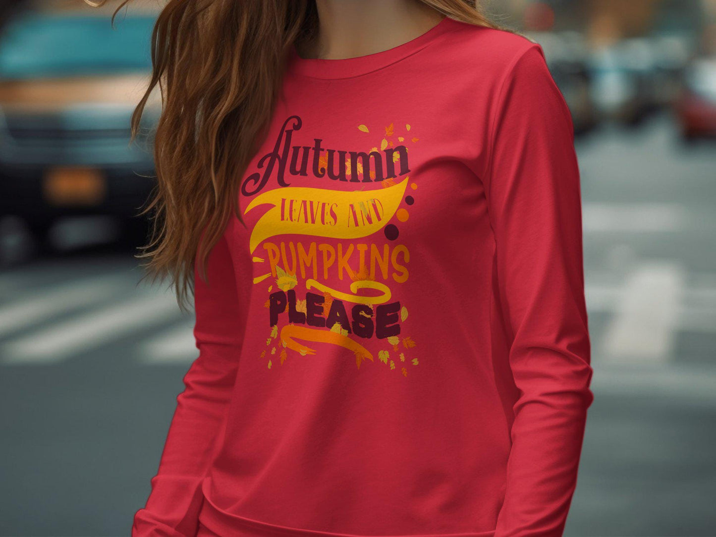 Funny Fall Autumn T Shirt with Leaves and Pumpkins Please Design, Perfect Casual Tee for Pumpkin Spice Lovers, Cute Seasonal Shirt Gift