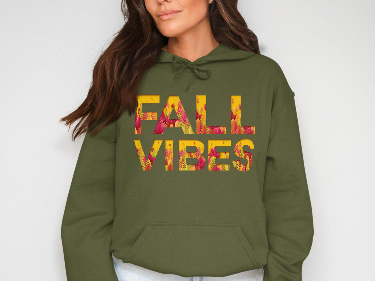 Fall Vibes T-Shirt Autumn Graphic Tees Colorful Autumn Leaves Printed Shirt Seasonal Fall Theme Shirt Fall Fashion Outfit